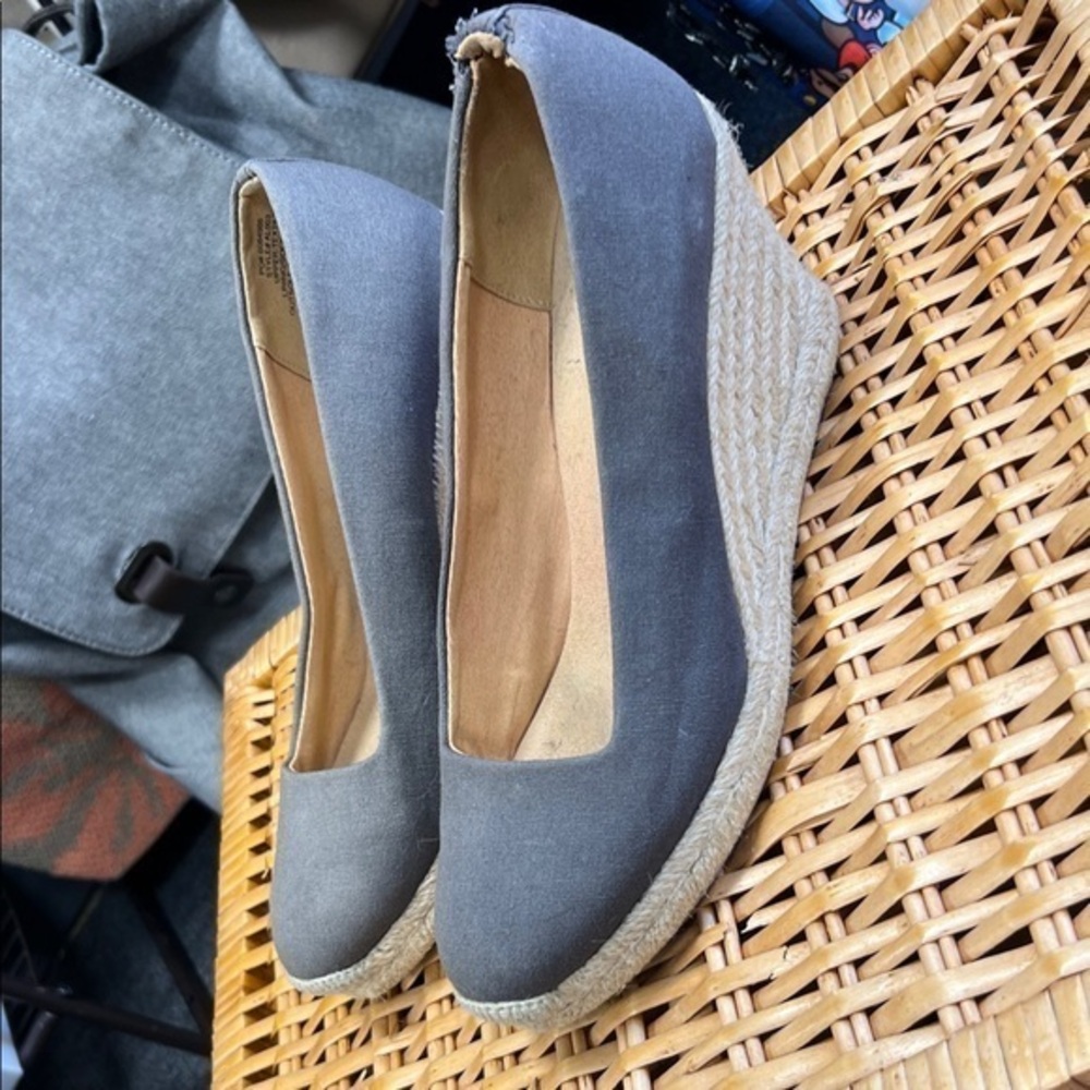 J. Crew Gray Cream Wedges Slip-On Comfort